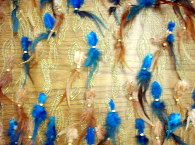 5. Turquoise-Brown Feather Fabric